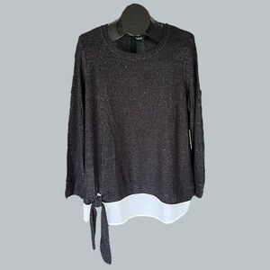 Simply Vera Vera Wang charcoal 2fer long sleeve side knot blouse